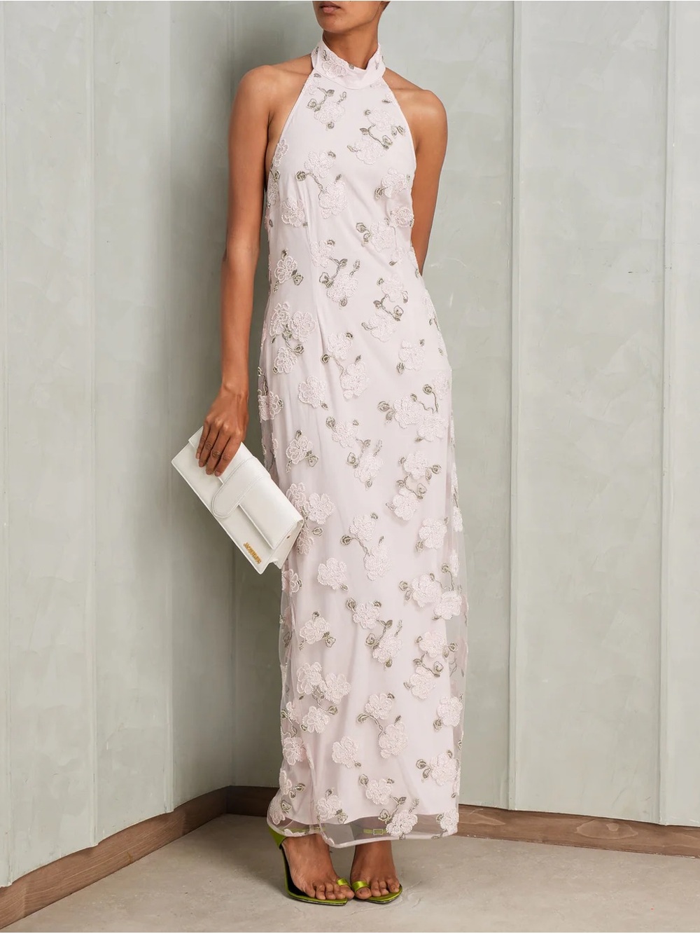 NEW NWT ROTATE Flower Beads Maxi Dress In Light Pink Lilac Ash Comb